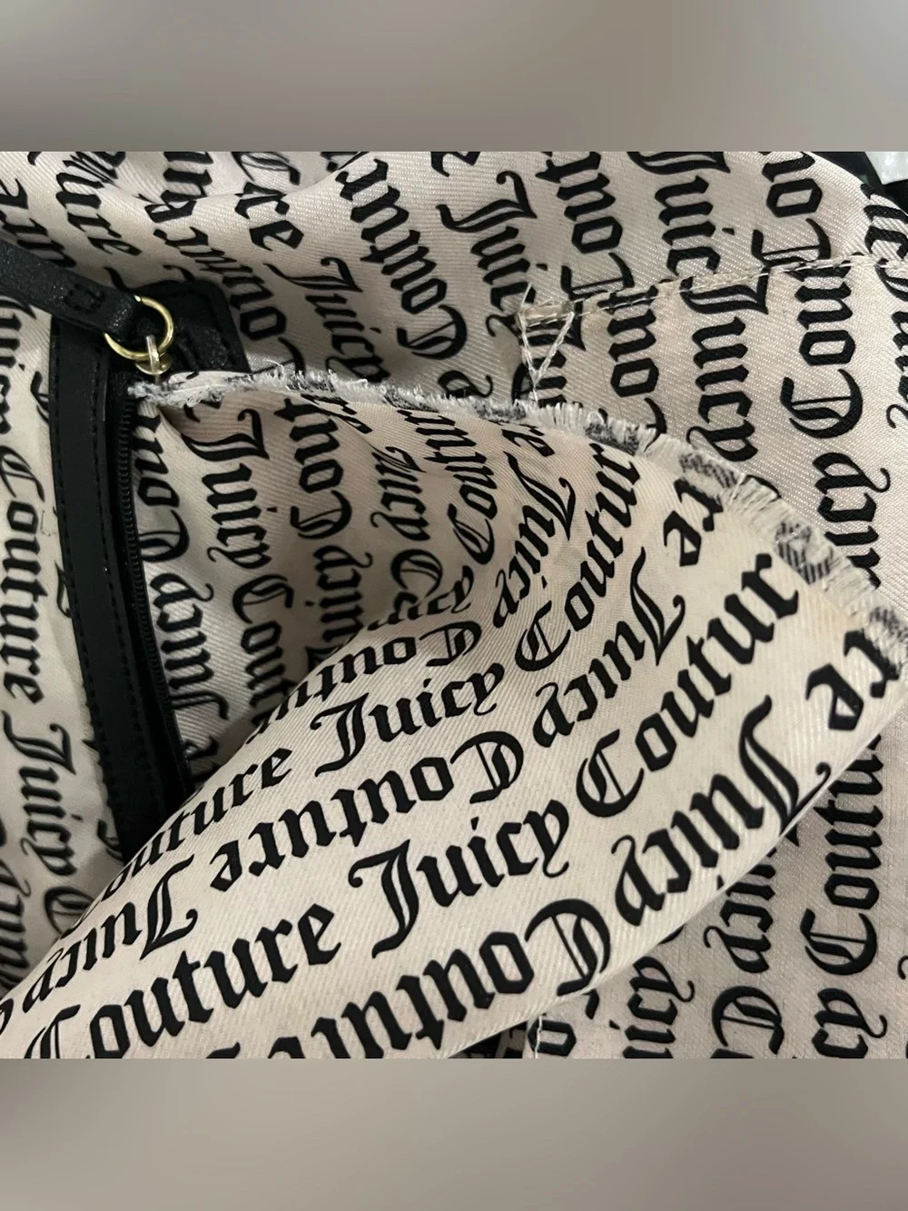 Juicy Couture | Rainbow Spell Out Logo | Large Tote Bag | Black/Gold Multicolor